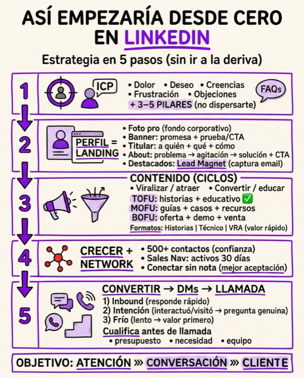 Infografía: así empezaría desde cero en LinkedIn